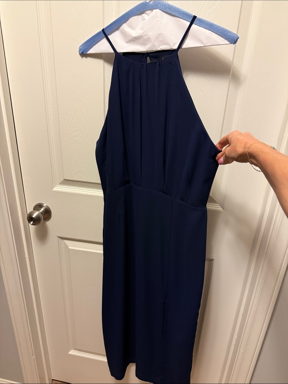 Lulu's Navy High Neck Strappy Dress - Picture 2 of 6